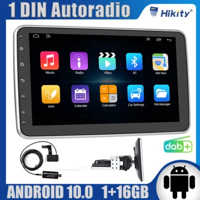 10.1" Android 10.0 DAB+ Autoradio Single 1DIN mit GPS Navigation WiFi USB 1+16GB - Bild 1 von 4