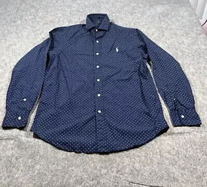 Polo Ralph Lauren Para Hombres Manga Larga Azul Lunares Botón Calce Clásico Camisa Talla S - Imagen 1 de 10