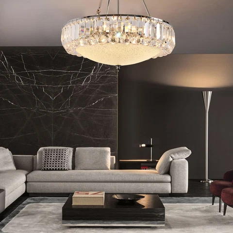 Modern Luxury Rectangular Raindrop K9 Crystal Chandelier Pendant Ceiling Light Cover