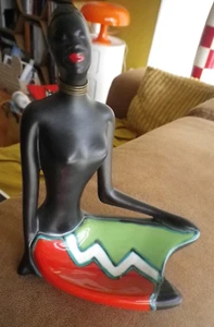 Céramique africaine desvres vide poche 1950 pin up - Afbeelding 1 van 7