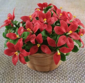 10 Dollhouse Miniature Poinsettia,Christmas Flower,Clay Christmas Plants Decor#1 - Picture 1 of 10