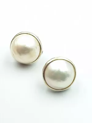 Orecchini Da Donna In Argento 925 Perla 17 MM Australiana Oro Bianco 18 Kt - Immagine 1 di 4