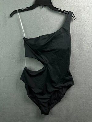 Nuevo con etiquetas Traje de baño de una pieza grande de un hombro Aqua Swim recortado negro para mujer Foto 1 de 4