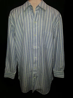 DKNY Mens Long Sleeve Button Front Shirt Sz 16-32/33 Blue & White Stripe - Image 1 of 4