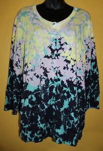 Cárdigan suéter de primavera Talbots mujer 2x mangas 3/4 azul marino pastel - Imagen 1 de 5