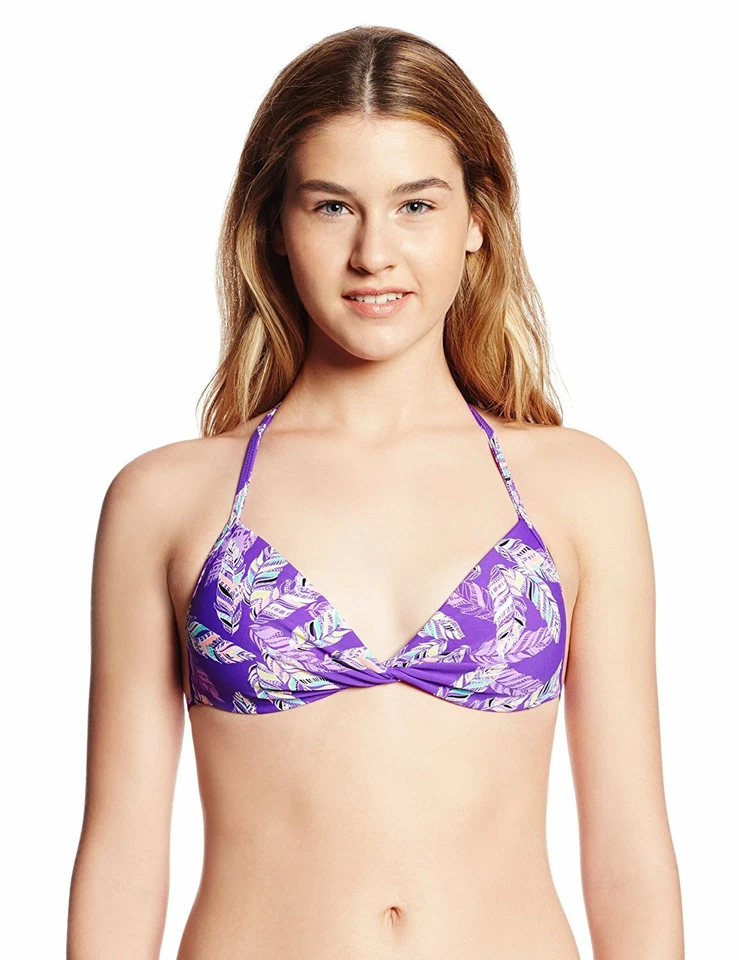 Hobie Junior's 羽毛聚拢胸罩比基尼上衣,葡萄,中号 — 第 1/2 张图片