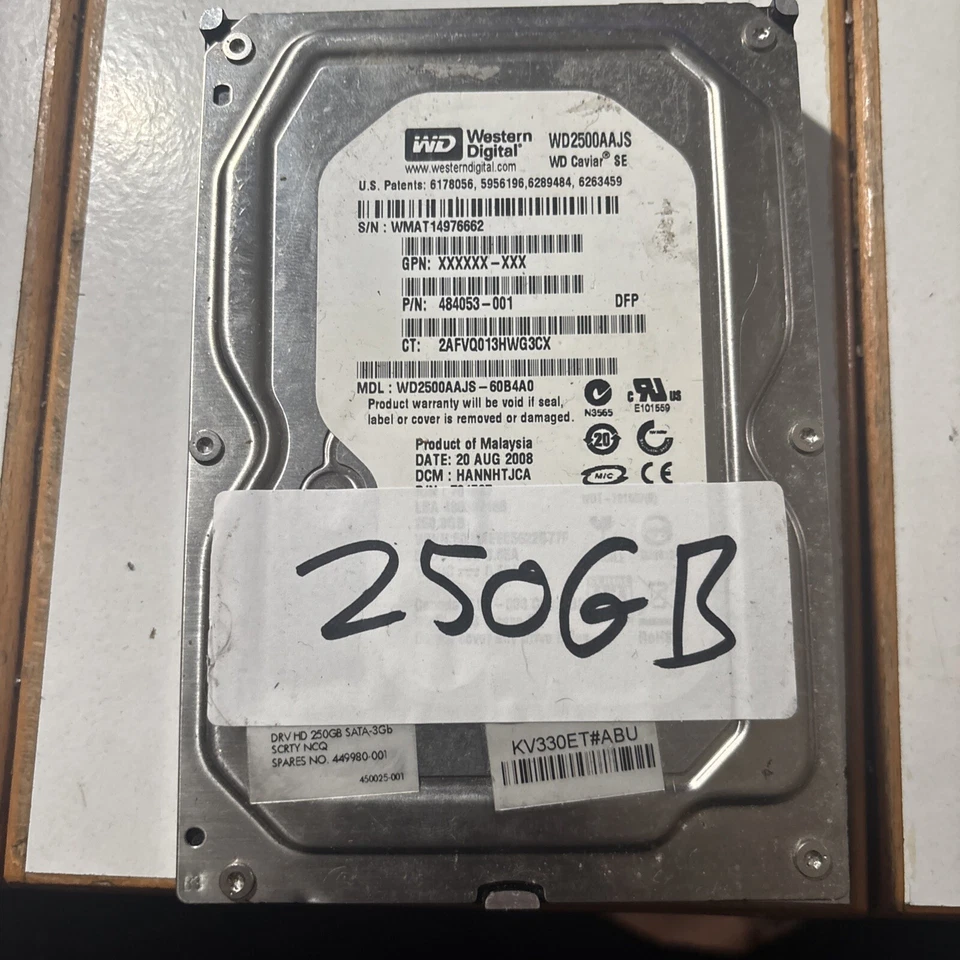  WESTERN DIGITAL WD2500AAJS /8MO 7200 RPM (250GB SATA) - Image 1 of 1