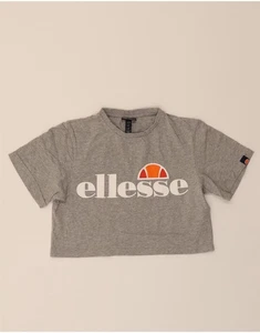 ELLESSE Womens Crop Graphic T-Shirt Top UK 6 XS Grey Cotton CU29 - Picture 1 of 3
