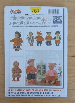 Burda Creativ 7903 Doll Clothes Pattern One Size Uncut - Image 1 of 2