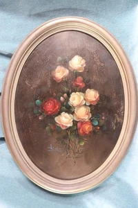 Óleo ovalado sobre tabla. Firmado Rigo. Oval oil painting on wood panel. Signed - Bild 1 von 11
