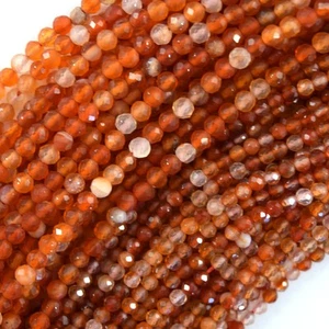 Cuentas redondas de cornalina roja naranja facetadas naturales piedras preciosas 15" hilo 3 mm 4 mm 6 mm - Imagen 1 de 4