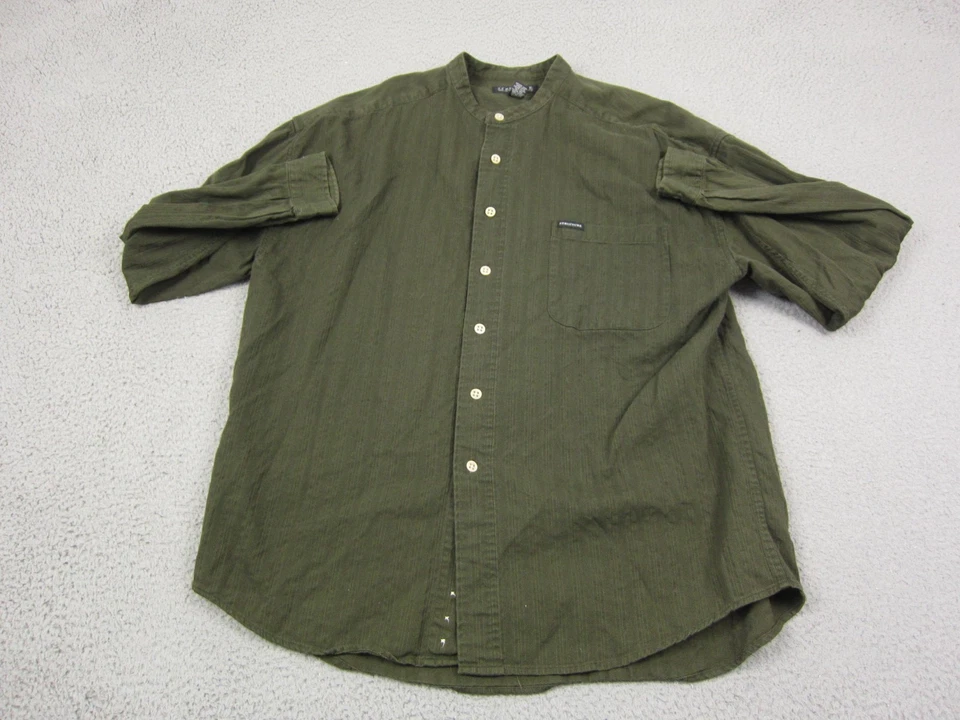 Vintage Structure Shirt Adult Extra Large XL Green Mandarin Collar Mens 80s 90s - Image 1 of 4