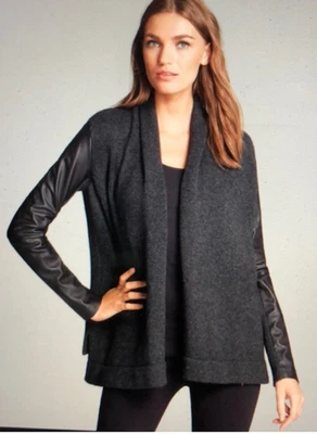 Cárdigan de punto abierto con manga de cordero Vince para mujer pequeño gris tejido mezcla de lana de yak Foto 1 de 4