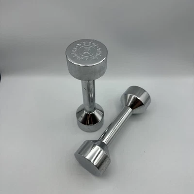 Vintage Joe Weider Chrome Dumbbells Screw On Weights Pair Of 2 - 5 Pounds Each - Image 1 of 4