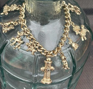 Vintage Goldtone Dog Charm Bracelet - Nine Charms-Poodles, Boxer? Scottie? - Picture 1 of 9