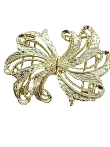 Vintage Hebilla de Cinturón Flor Arco Entrelazado Tono Dorado Remolinos Retro Coqueta - Imagen 1 de 6