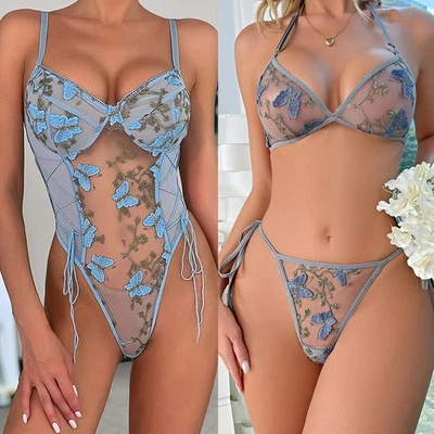 Sexy Women's Lingerie Slip Dress Babydoll Teddy Underwear Lace Nightwear Outfit - Image 1 of 4