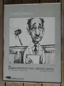 Vtg Framed Charles Bragg "Objection" Poster-ACLU Autumn Festival 1982-LA Chapter - Picture 1 of 8
