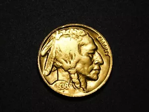 OLD US COIN 1936 BUFFALO NICKEL GOLD PLATED - Picture 1 of 8