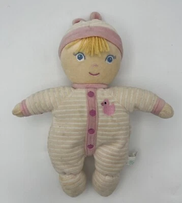 Розовая в горошек погремушка BABY DOLL 10» плюшевая мягкая игрушка Russ утка полоски - Изображение 1 из 4