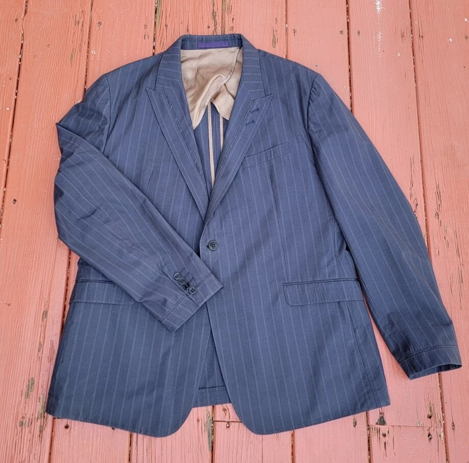 Mens PAUL SMITH Blazer Navy Blue Pinstripe Cotton Blend Jacket Size 46 R - Image 1 of 4