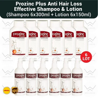 Prozinc Plus Anti Hair Loss Effective  6×(300ml Shampoo+150ml Lotion) Set-6LOT - Image 1 of 2