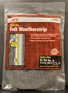 ACE Tack-On Felt Weatherstrip 51279 3/16” x 5/8” x 17 ft For Doors And Windows - Picture 1 of 2
