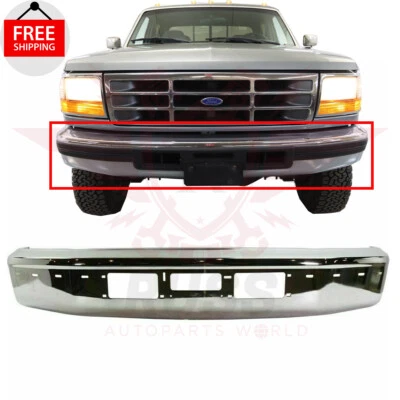 New Front Bumper Chrome Fits 1992-1997 Ford F150 F250 F350 Pickup FO1002254 - Image 1 of 4