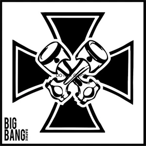 6" Mechanic Vinyl Decal Sticker Bad Ass Piston Racing Iron Cross Tattoo Biker - Picture 1 of 3