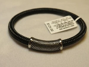 Precious Metals Men's Stainless Steel Black Bracelet - New - Picture 1 of 1