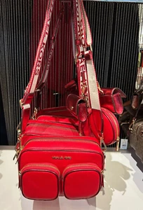 Michael Kors Jet Set Medium Lady Crossbody Bag Handbag Purse Shoulder Bright Red - Picture 1 of 14
