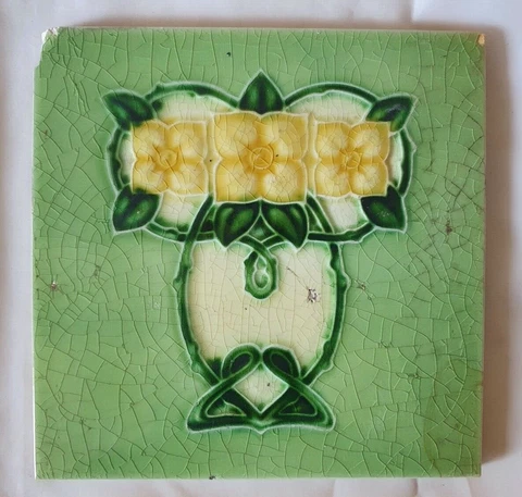 ENGLISH ANTIQUE ART NOUVEAU DESIGN 6 INCH TILE (F) Cover