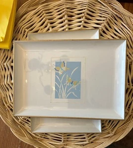 Vintage Otagiri Japan Lacquerware Butterfly Design Rectangular Trays Set Of 3 - Picture 1 of 7