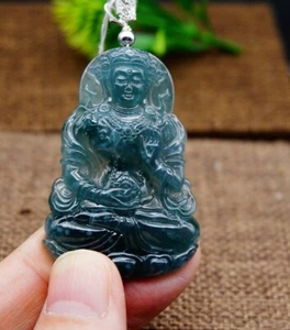 Certified Guatemala 100% Natural A Icy Green Jade jadeite Guanyin 4668 - Picture 1 of 13