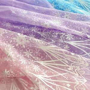Snowflakes Print Mesh Tulle Fabric for Dance Skirt, Princess Dress, Wedding Gown - Picture 1 of 12