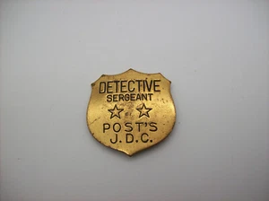 Vintage 1930s POST CEREAL Premium Brass Detective Sergeant Badge Post's J.D.C. - Picture 1 of 9