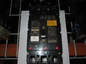 Mitsubishi No-Fuse Breaker NF-SJ3125 125A 3P 480VAC Circuit Breaker w/ Aux Used - Picture 1 of 4