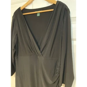Lauren Ralph Lauren schwarz Stretch Faux Wickel Midi sexy 3/4 Ärmel Kleid Plus 16W - Bild 1 von 7