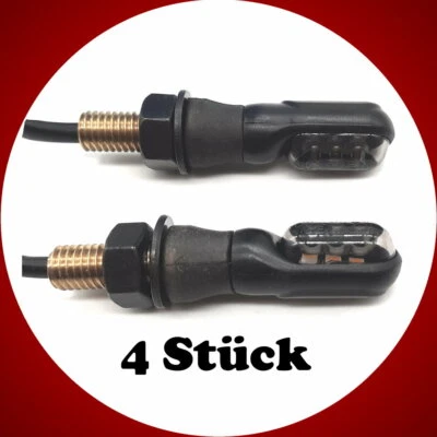 2 Paar ovale Mini LED Motorrad Blinker getöntes Glas mit schwarzer Mutter - Bild 1 von 2