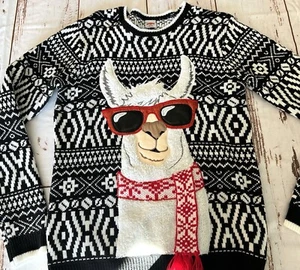 Women’s Ugly Christmas Sweater Llama In Shades & Scarf Women’s Size Small - Picture 1 of 9