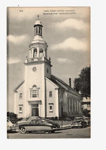 Postal Park Street Baptist Church Old Cars Framingham Massachusetts UNP DB - Imagen 1 de 2