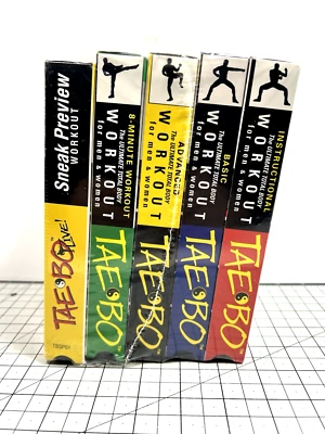 Original Billy Blanks Tae Bo Workout 5 Pack VHS Video Cassette Tapes Sealed - Image 1 of 4