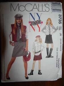 Lined Vest Shirt Skirt Hat Tie McCalls Jr 3-10 UC FF 3735 Juniors Sewing Pattern - Picture 1 of 3