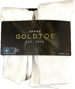 Neu mit Etikett Gold Toe 4 Paar weiße Crew-Socken für Herren Schuhgröße 6-12,5 gepolsterter Fuß - Bild 1 von 4