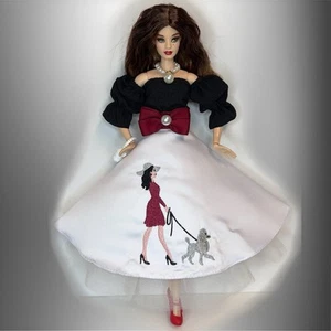 Eledoll Fashion Pack Clothes for 12 inch Doll Embroidered Lady Walks Poodle - Picture 1 of 3