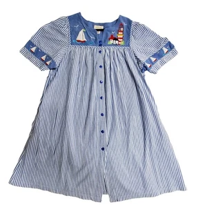 Vestido Bechamel Faro Casa XL Azul Rayas MuMu Salón Patio Frente a Presión - Imagen 1 de 23