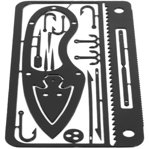 (C Type Black)4Pcs Outdoor Camping 304 Stainless Steel Survival Card DY - Picture 1 of 12