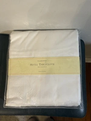 Williams Sonoma HOTEL White Tablecloth Long 70x144 100% Cotton Table Cloth New - Image 1 of 4