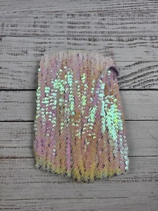 Iridescent Sequin Elastic Trim 20+ Yards 3/4" Wide, 1/2" Stretched. Purple Back - Picture 1 of 10