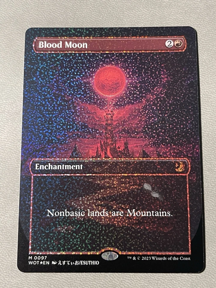 Blood Moon (Anime Borderless) (Confetti Foil) Wilds of Eldraine: Enchanting NM - Image 1 of 2